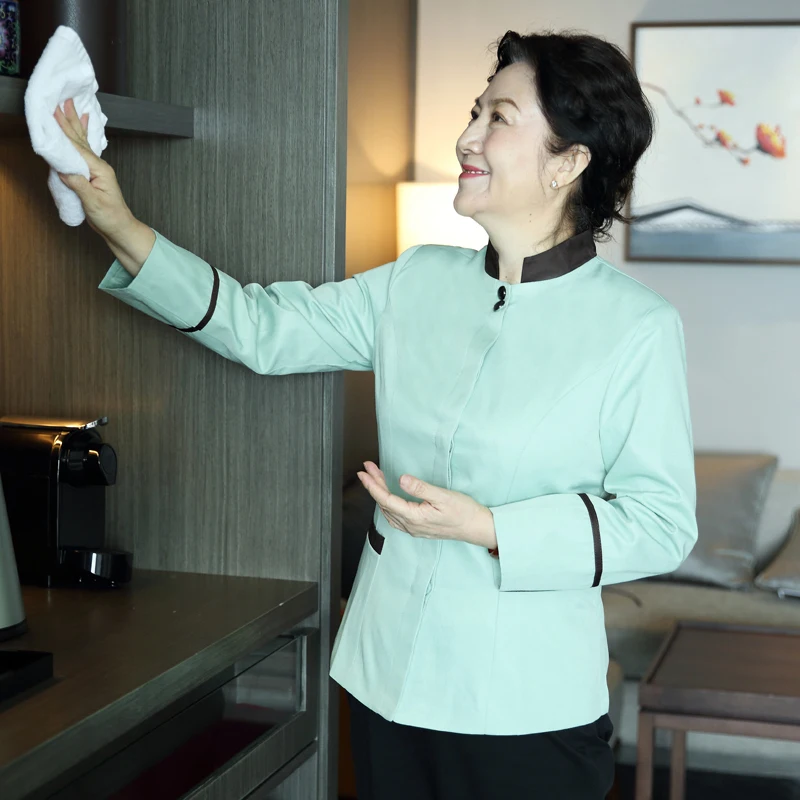 Hotel cleaning overalls female long-sleeved  clothing property aunt cleaning staff clothing PA cleaner clothes