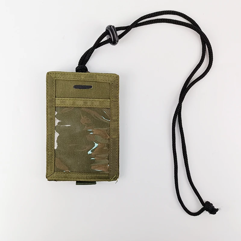 Customize Detachable Portable Polyester Neck Wallet Adjustable Lanyard Tactical Card Holder With Hook and Loop Fasteners