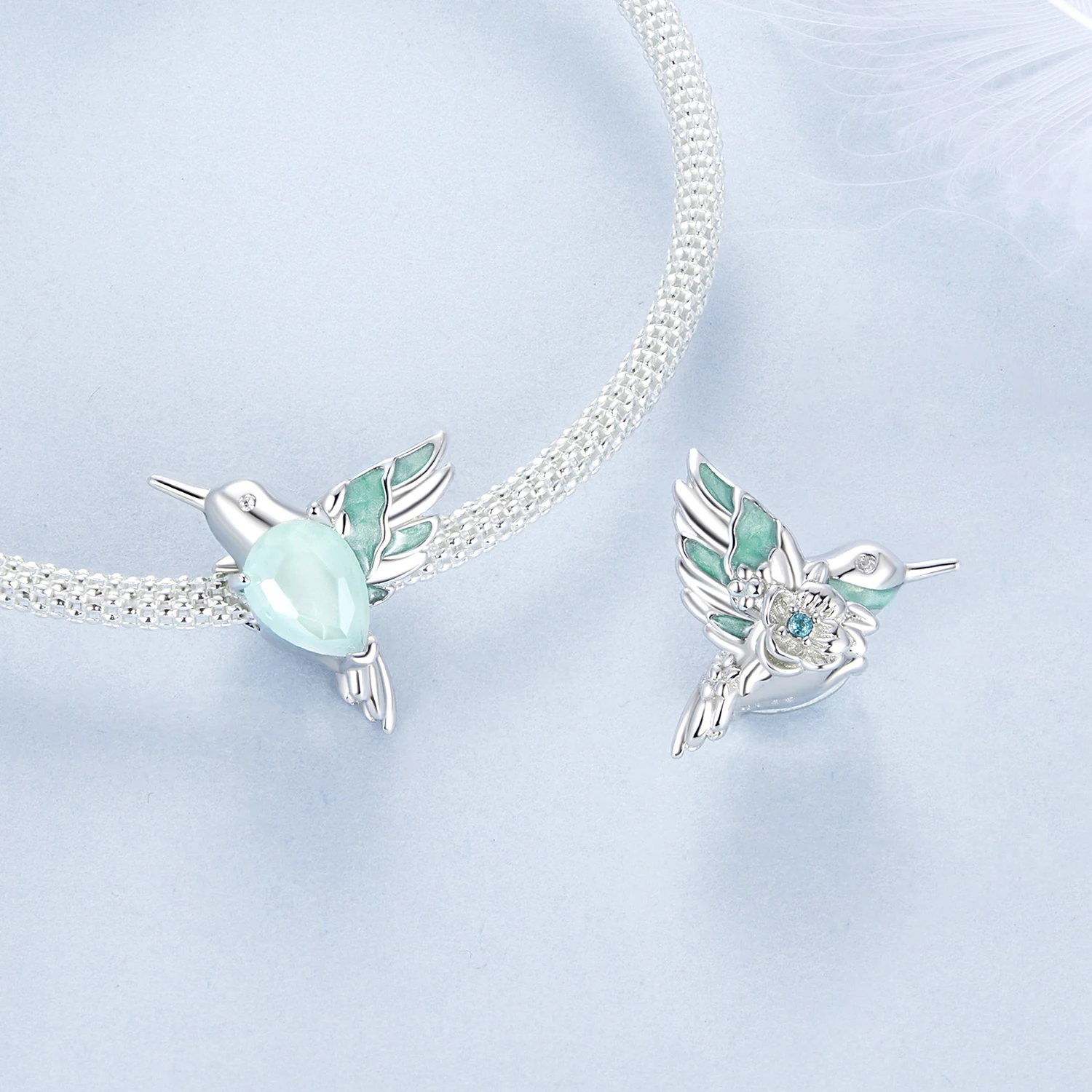 Jilina Wholesale 925 Sterling Silver Hummingbird Swan Peacock Charm Pendant For Girl Women Elegent Fine Jewelry Valentine Gift