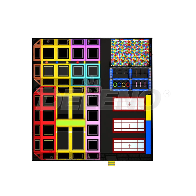 Indoor trampoline park for gym and shopping mall amusement equipment for kids and adults Warriors area and dodge ball zone