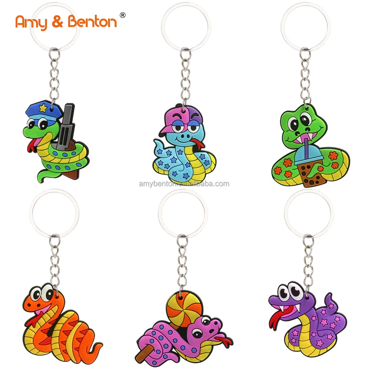 PVC Snake Keychains for School Day Birthday Party Supplies Gift Keyring for Classroom Prizes