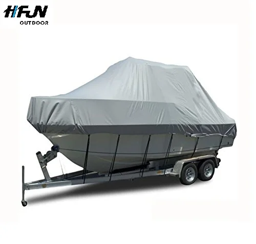 Waterproof 210D polyester fabric t top boat cover with black and grey colors