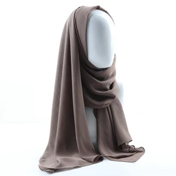 Women solid plain crepe chiffon muslim wedding hijab scarf wraps soft long shawls crinkle chiffon muslim hijab