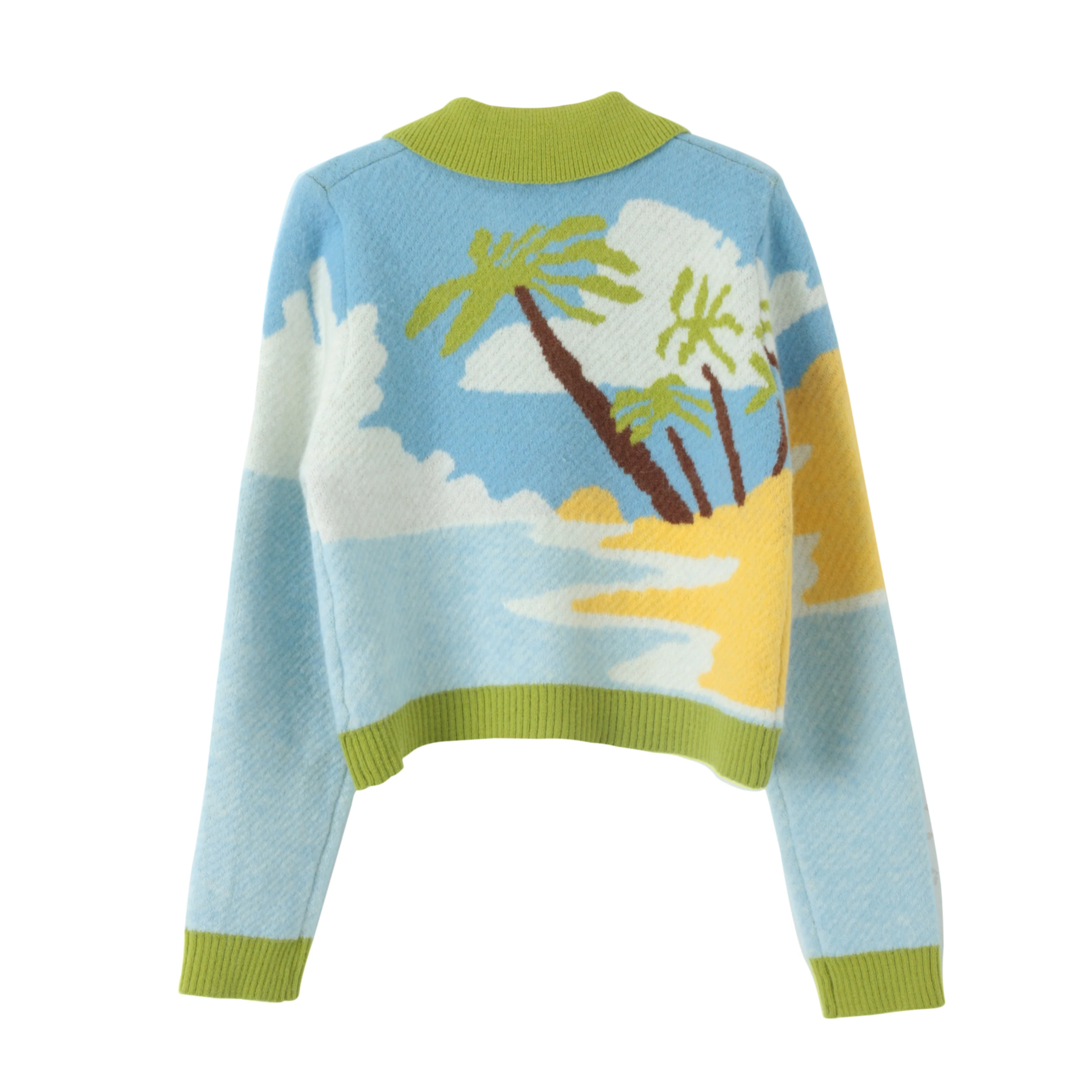 Custom OEM & ODM Sweater women Jacquard design knitwear ladies Knitted Girls cotton knit top women cardigan sweater coat