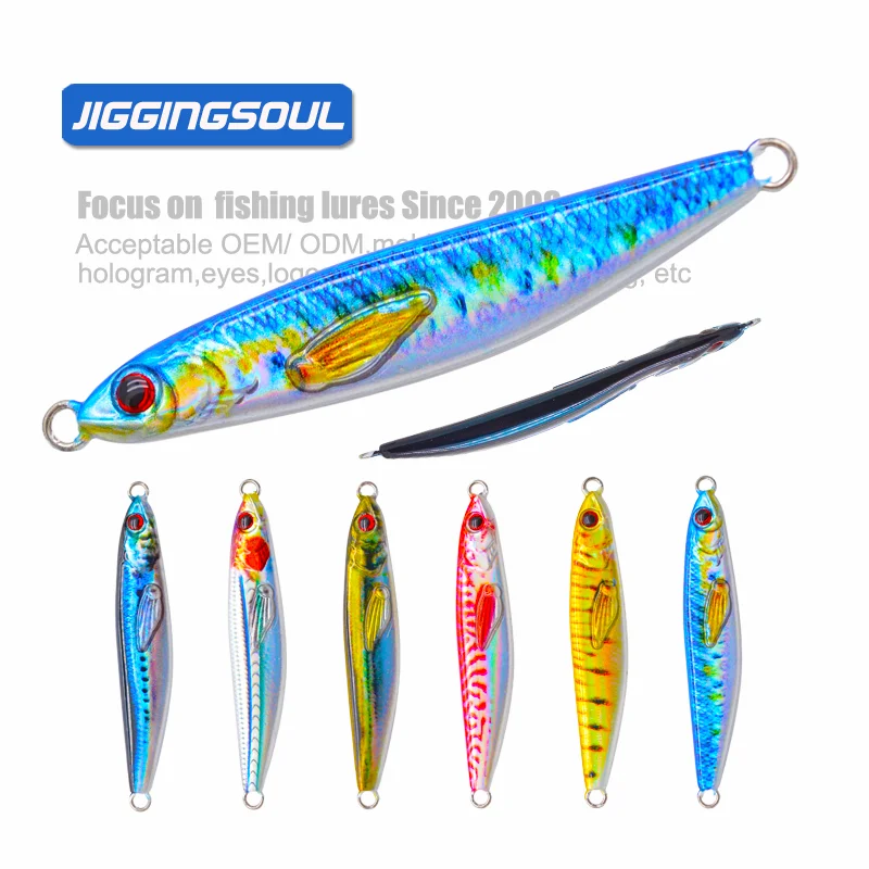 JIGGINGSOUL-RTS311-10g15g 20g New 3D Printing Jigging lures S Shape Simulation fishing lure Sinking Metal Jigs Casting Bass Bait