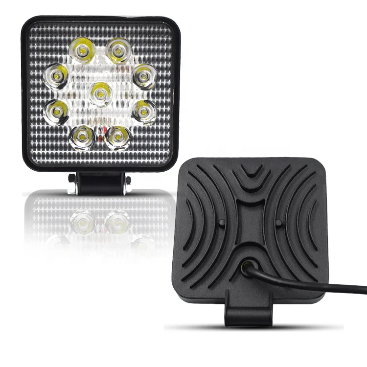 Factory direct style 9-36V Square aluminum 4inch 27w led work light for truck tractors offroad atv OEM laser logo
