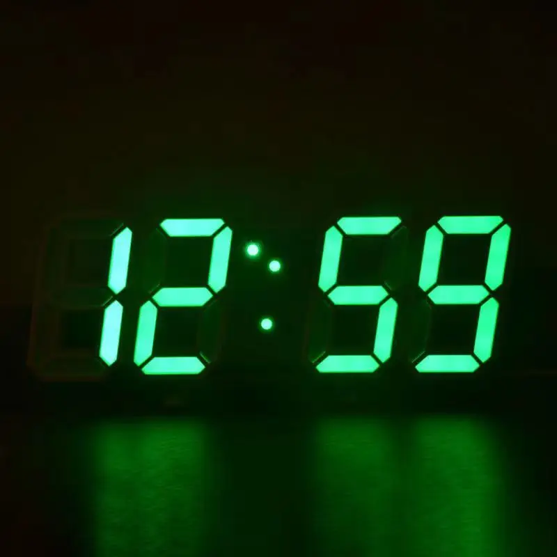 3D LED Wall Clock Remote Control Digital Timer Nightlight Watch Alarm Clock Office Home Living Room