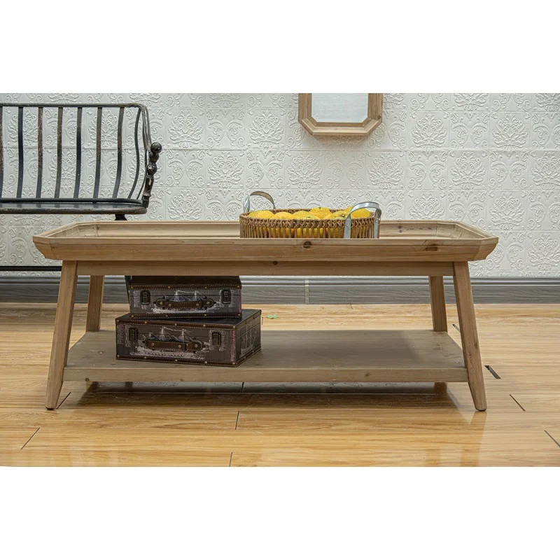 European style living room home furniture antique design classical natural solid wood center coffee table