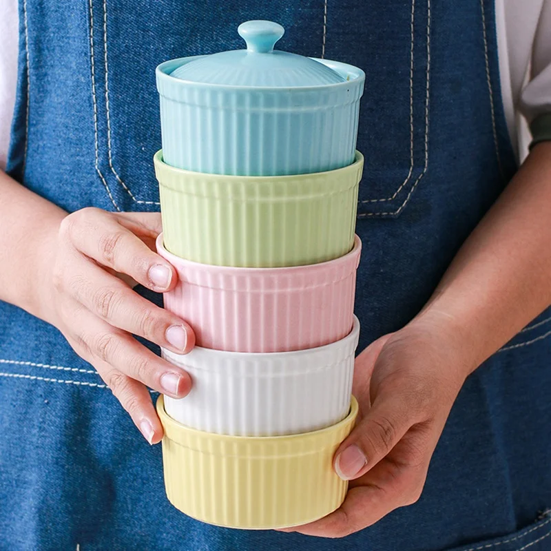 Porcelain Bakeware Set Baking Souffle Ceramic Bowl With Lid