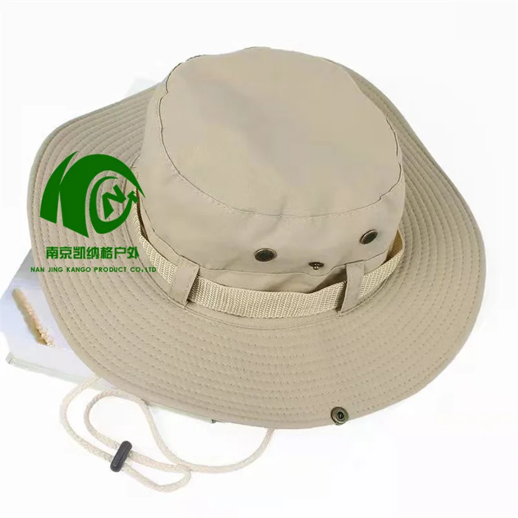 Kango Camouflage Embroidery Bucket Hat Custom Wash Cotton Sun Hats Plain Outdoor Fishing Boonie