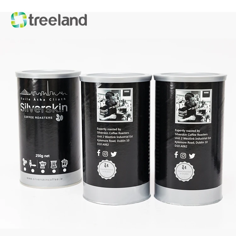 Custom Freshly Roasted Coffees Beans Recycled Cylinder Tube with Valve on Bottom Coffee Roaster Packaging