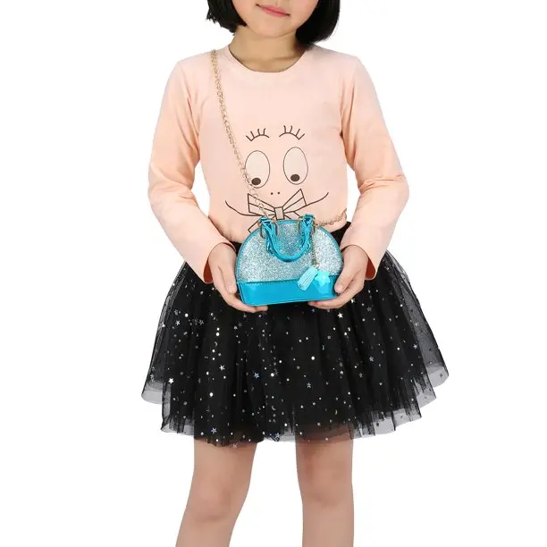 Y2K Tops Matching Glitter Shell Handbag Purse Princess Small Crossbody Dome Fashion Purse for Little Girls Women