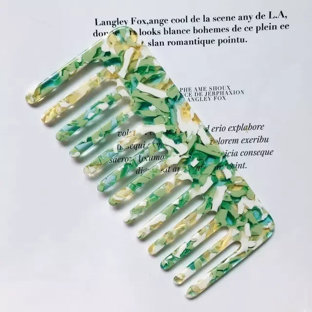 Detangle Acetic Acid Hair Comb Portable Leopard Marble Cushion Custom Wide Tooth Comb