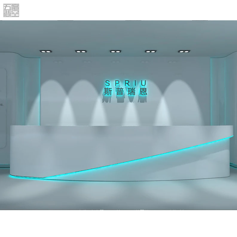 Modern Bar Counter Designed LED Lights Fixture Customized Making Shopping Mall Interior Design Wall Cabinet Kiosk Designed