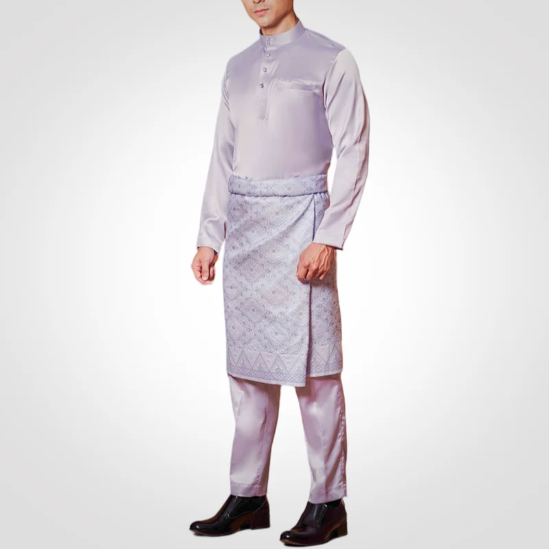 SIPO Eid Wholesale Malaysia Baju Melayu Elrah Muslim Men Set Sim-fit Satin Modern Baju Melayu