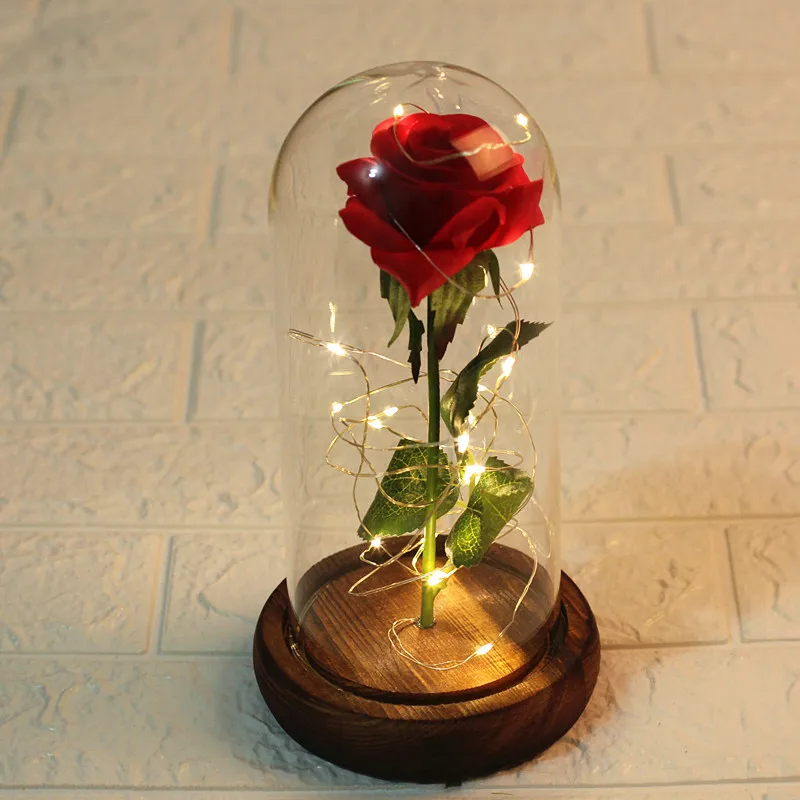 Best Valentines Day Gift fleur preservee rose in glass dome