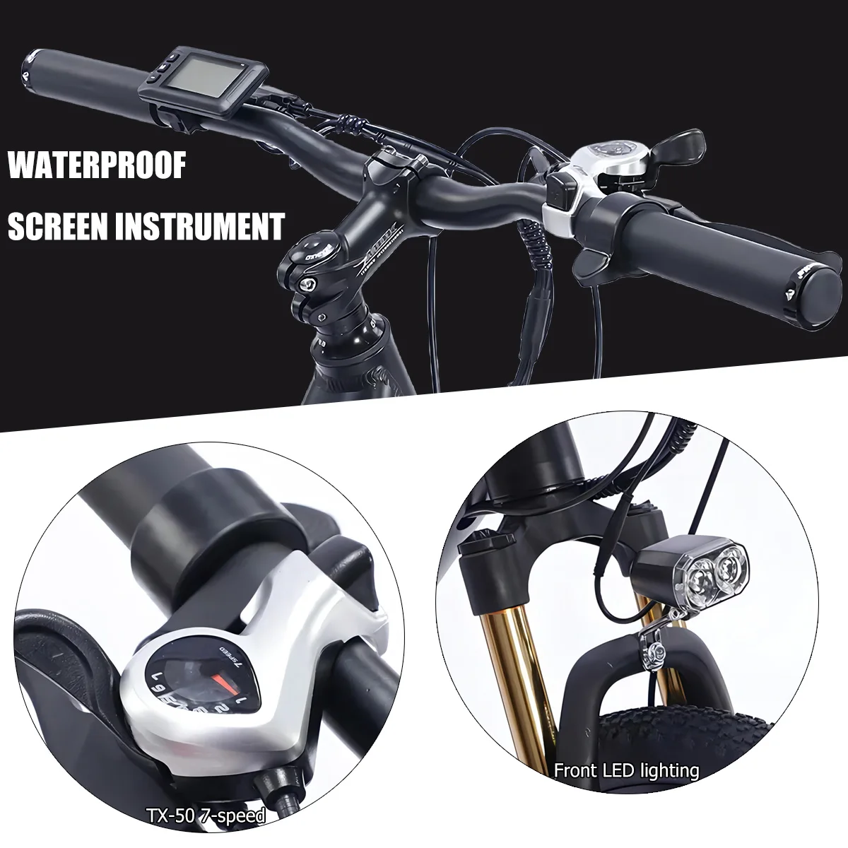 Factory Wholesale 48V Electric 26 Inch Durable Off-Road Adult Mountain Bikes Aluminum Alloy Frame Rear Carrier Hub Motor Shimano