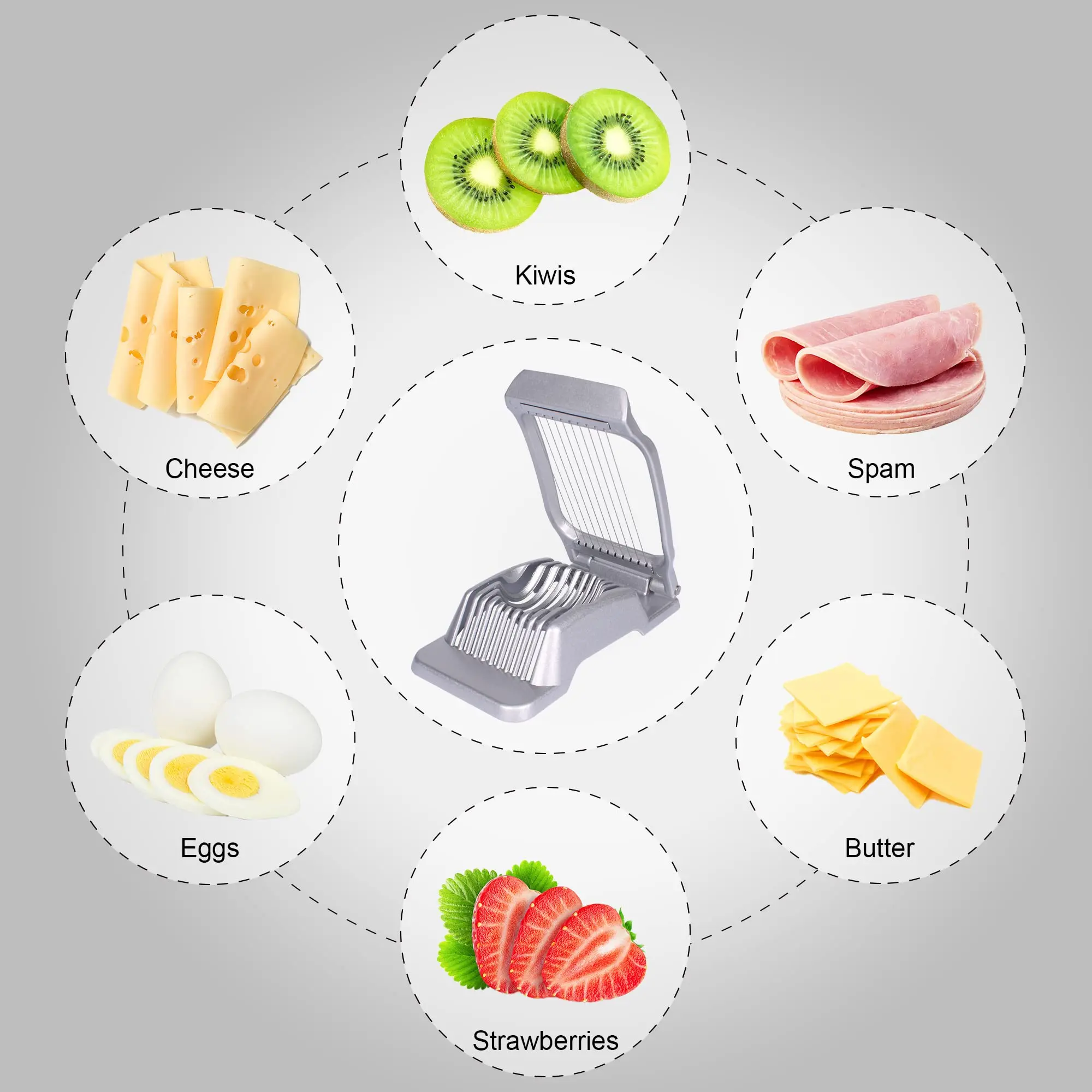 Egg Slicer for Hard Boiled Eggs Egg Cutter Strawberry Slicer Heavy Duty Aluminium Tomato Slicer