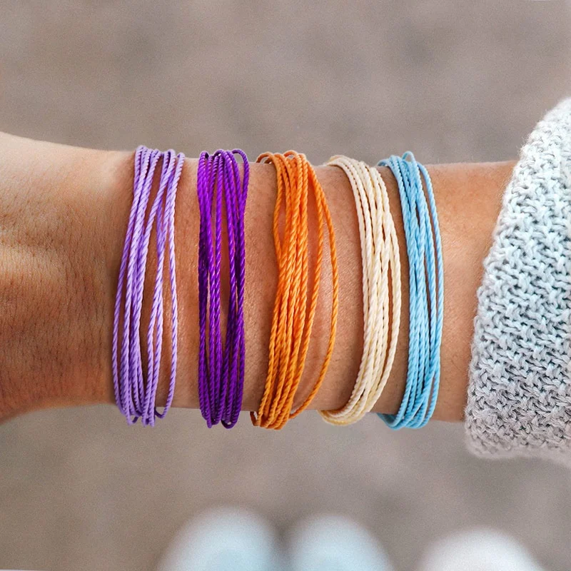 Braided Waterproof Boat Bracelets Women Me Unique Waxed String Friendship Present Bohemian Colorful Wax Rope String Bracelet