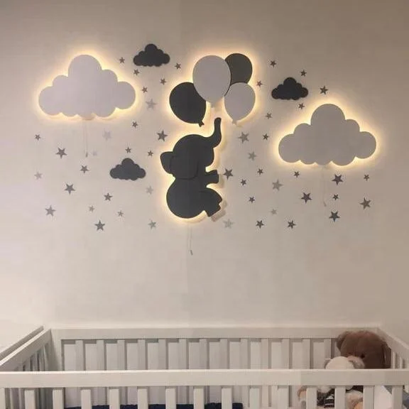 Moon Shaped Wall Light For Kids Room  Nursery Room Night Light Decor Light Hand-painted with non harmful best quality paints