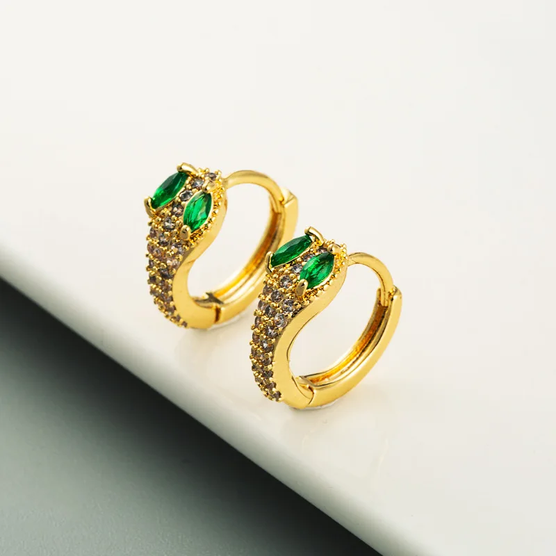  High quality trendy Snake earrings hoop earringsLadies Zircon