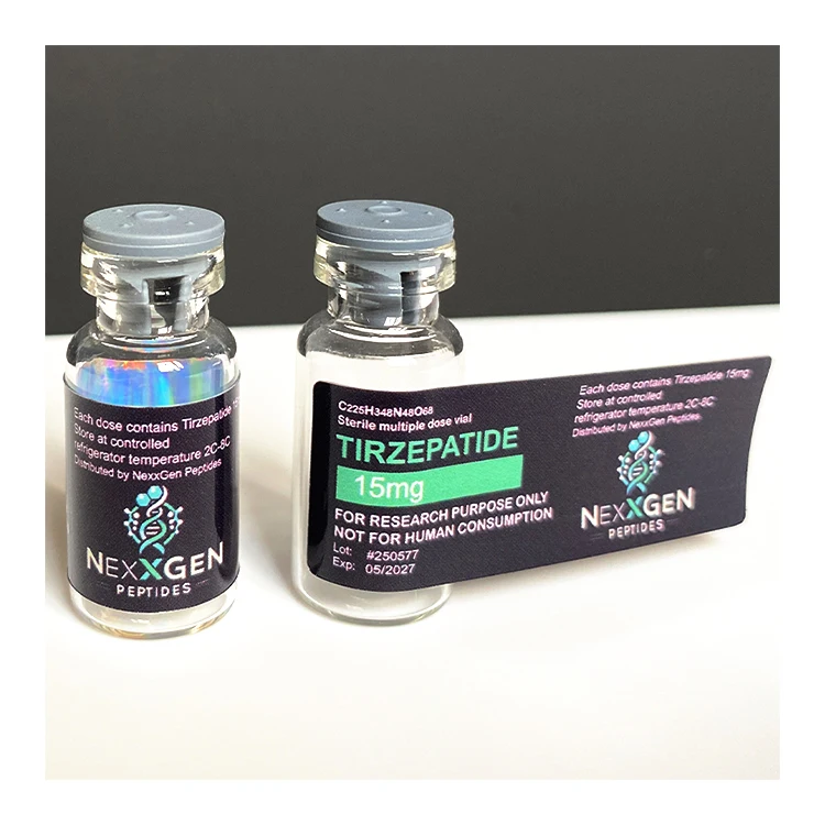 Best seller custom private design logo printing peptides packing sticker vial label 2ml bottle sticker for Tirzepatii