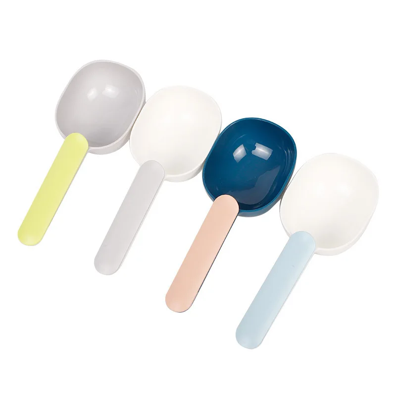 
2021 Factory Price High color blocking cat food shovel simple style cat food spoon with clip handle durable pet food spoon 