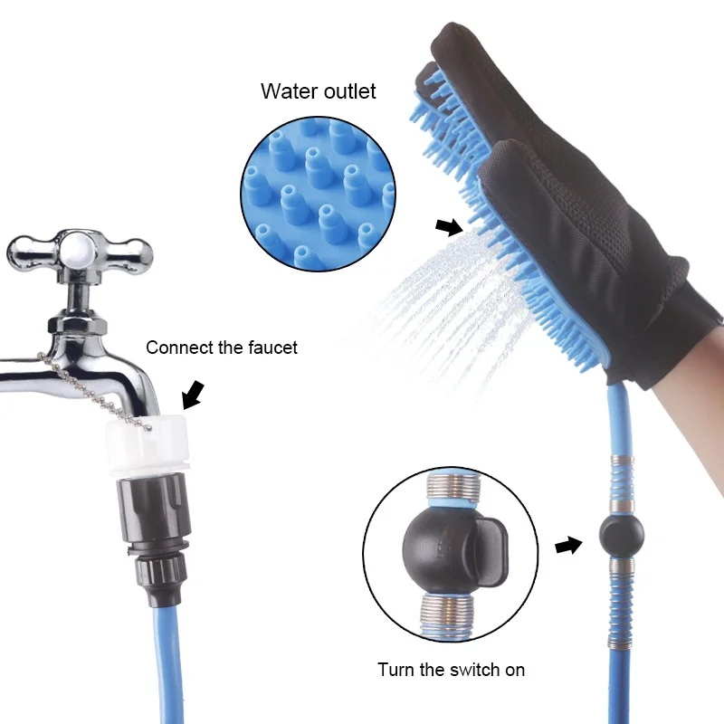 
Dog Shower Sprayer Bath Glove Pet Bathing Tool Compatible with Shower Bath Tub and Outdoor Garden Hose Pet Hair Remover 