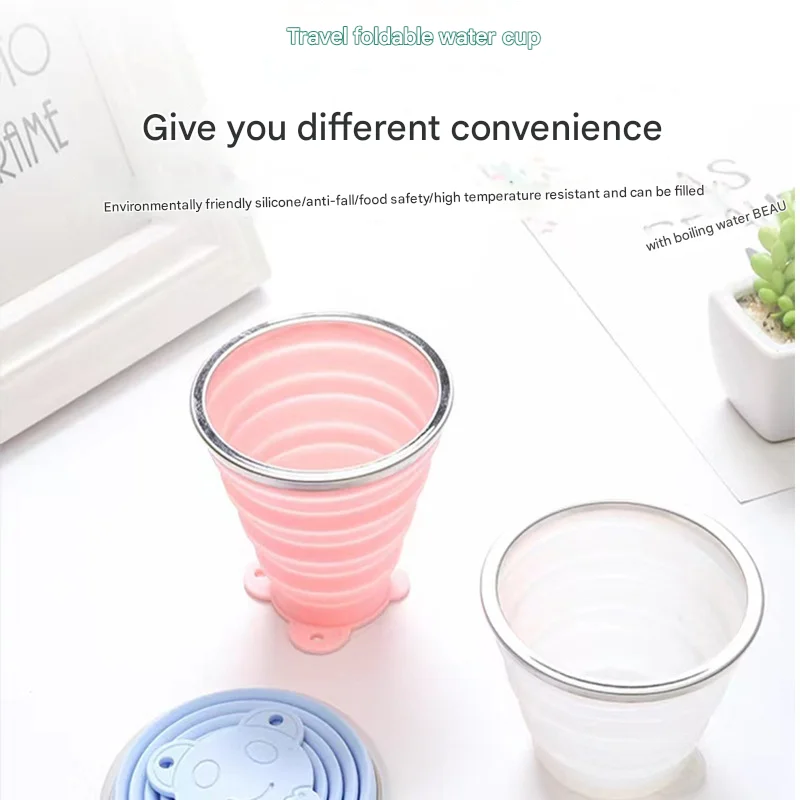 Portable Foldable BPA-Free Silicone Drinking Water Bottle Reusable Travel Custom Logo Silicone Coffee Cup with Straw