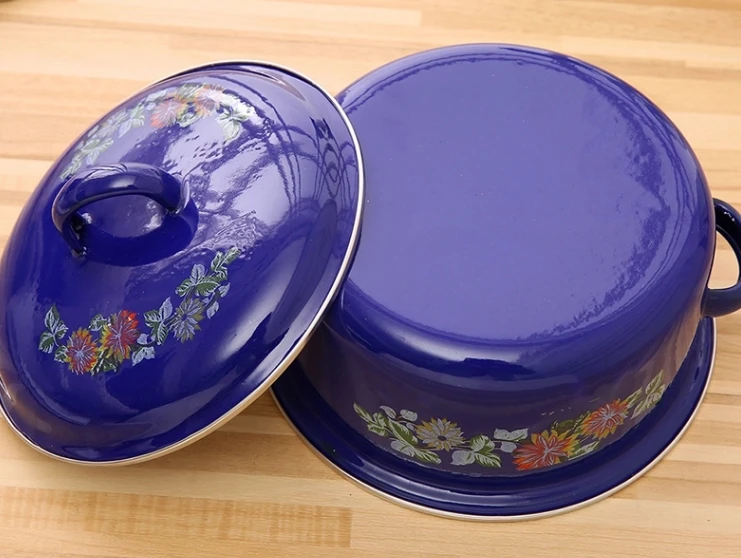  Эмалированная кастрюля с металлической крышкой чугунная посуда покрытием набор из 5 эмалированных кастрюль