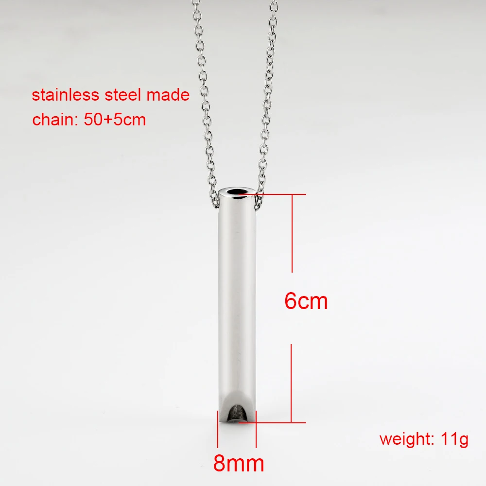 custom stainless steel stress relief anti anxiety breathing whistle necklace pendant
