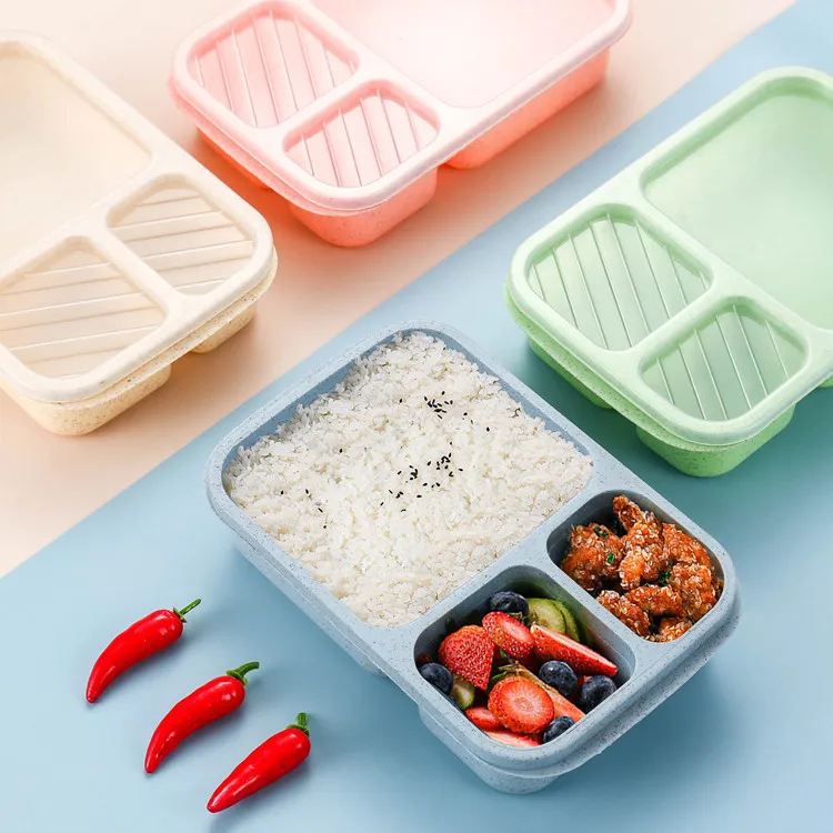 Wheat straw bento box Compartment Crisper rectangular microwaveable student office worker lunch box bento box