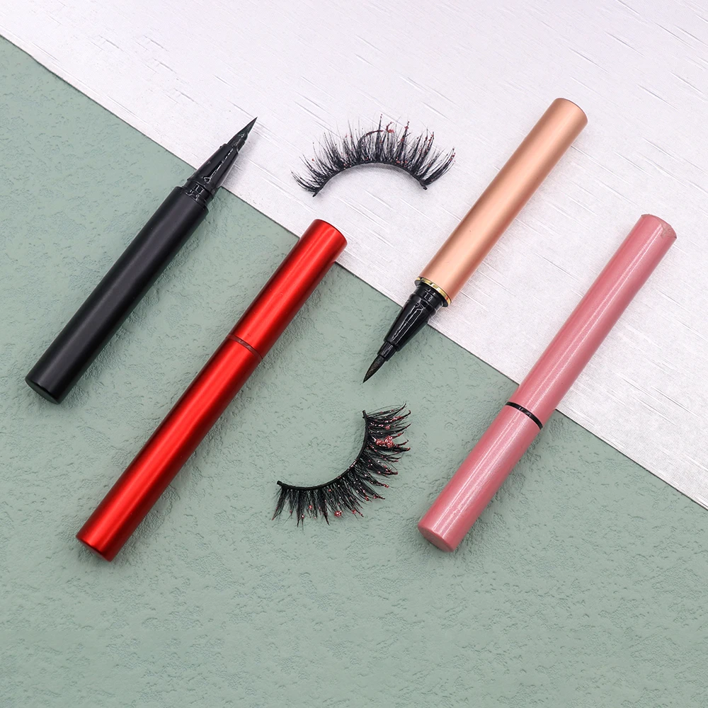 Full Strip Metal Tube Water Proof 24 Hours Long Lasting Eyelash Adhesive Glue 2 In1 Brown Adhesive Eyeliner Pen