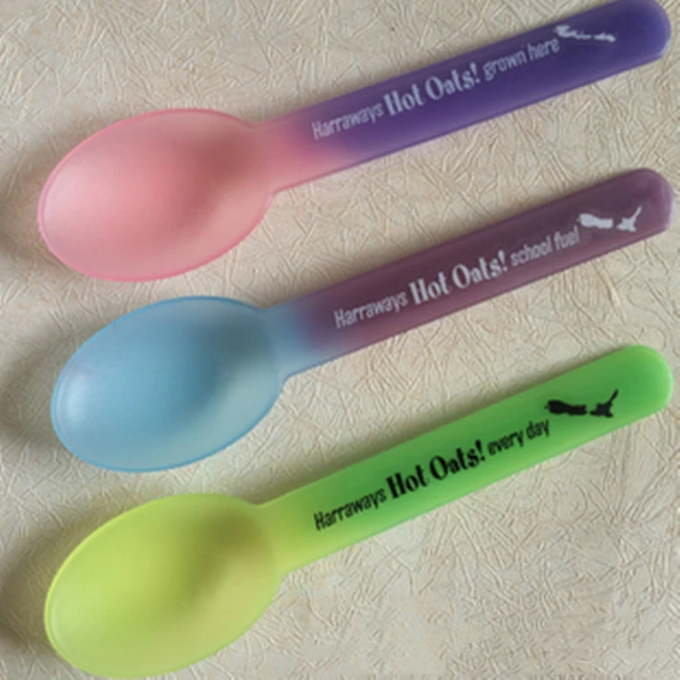 Customized Logo Colorful Ice Cream Spoon Changing Color Spoon Plastic Spoons With Logo