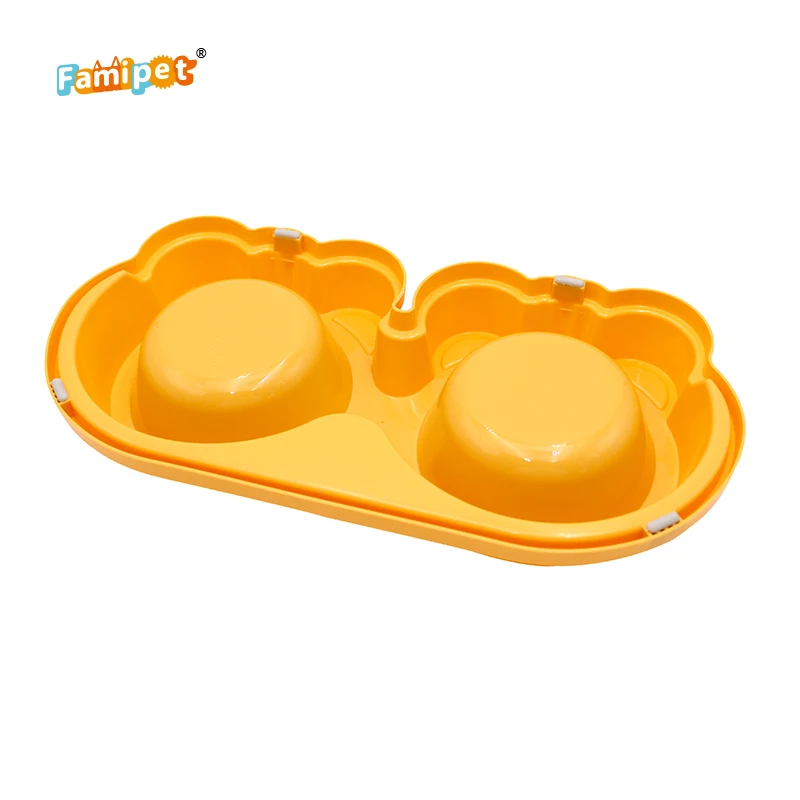 Famipet Custom Non-slip Stainless Steel Pet Dog Feeder Dog Food Bowl with Double Bowls