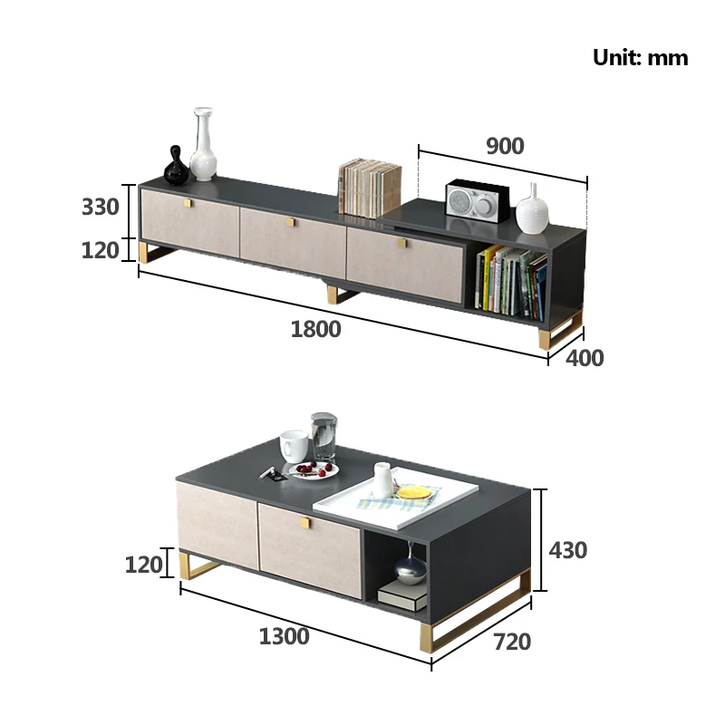 Tea Table TV Cabinet Combination Light New Furniture Floor Cabinet Luxury Economy Postmodern Simple Living Room Small Family