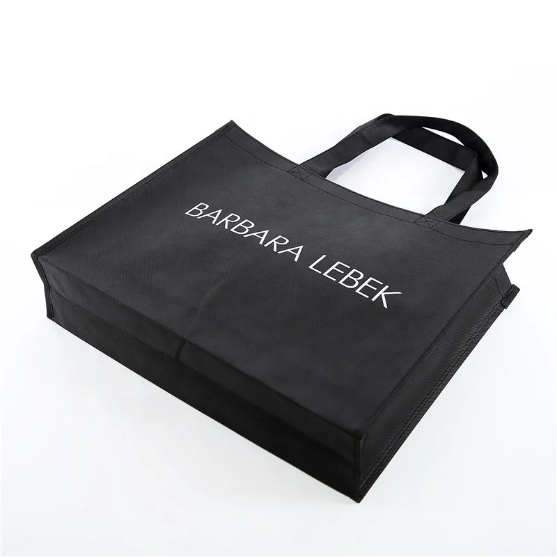 Customized cheap black recyclable eco-friendly shopping bag grocery PP non-woven bag printing logo tote shopping bag