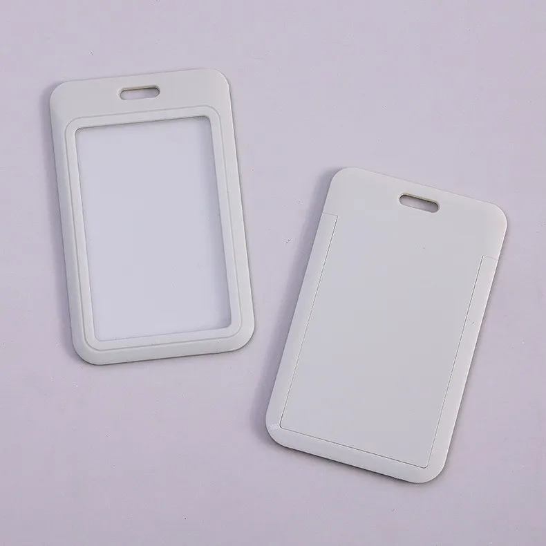 Horizontal slide hard plastic badge one-sided transparent work card cover bus card set cheap student campus card holder