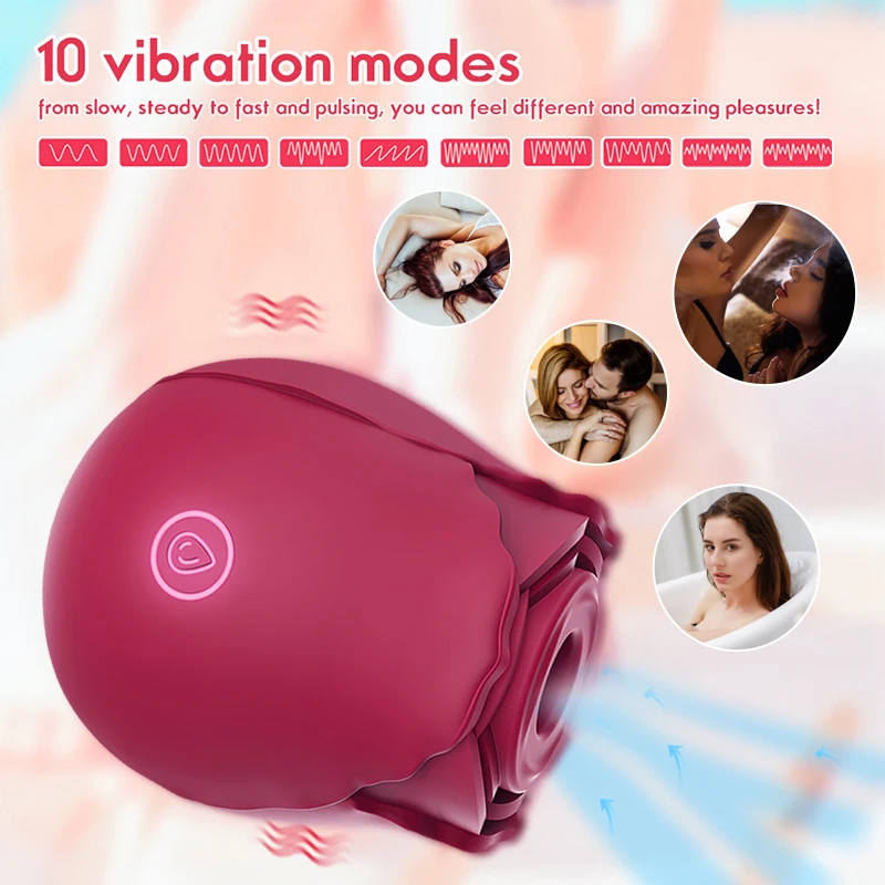 Sex Toys Wholesale Red Cute Rose Suction Vibrator Pink Flower Vibrator for Women Medical Silicone 7 Frequencies CE ROHS < 50db