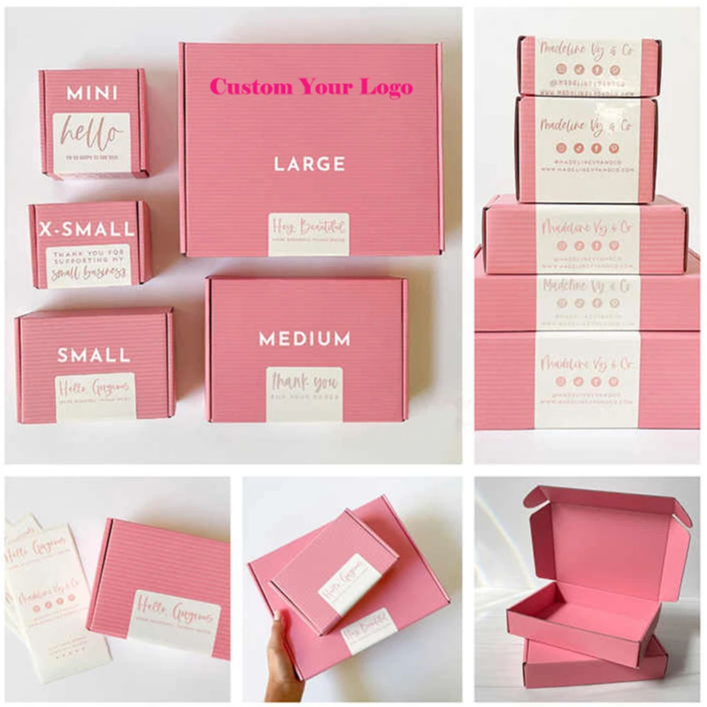 Изготовленный на заказ печатный логотип розовый гофрированный картон косметический парик упаковка Почтовая доставка бумажная подарочная коробка
