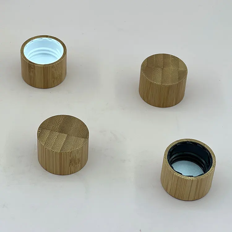 factory produced 18mm 20mm 24mm 28mm recyclable plastic lid bamboo screw cap