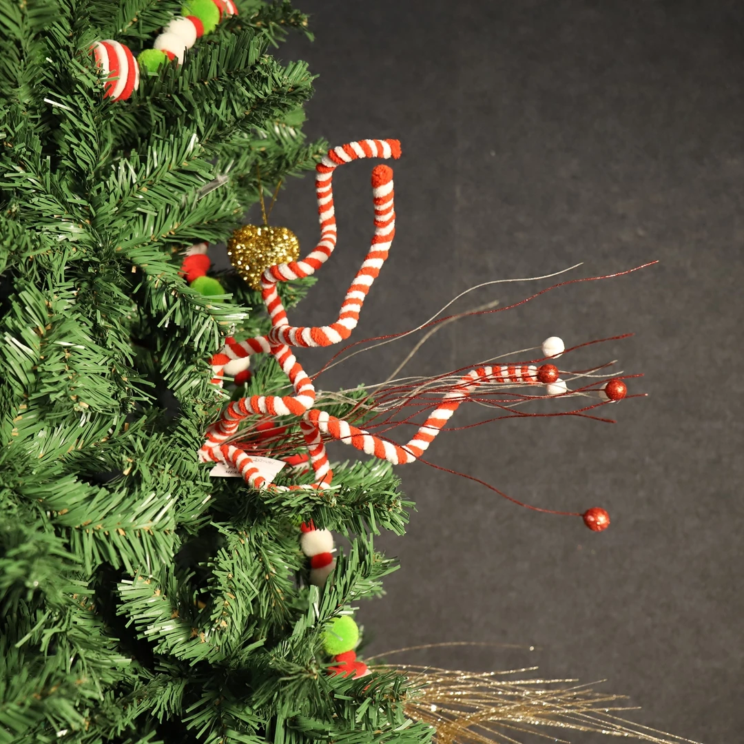 Navidad Christmas Natal Decoration Artificial Christmas Glitter Berry Red and White Picks Christmas Candy Picks