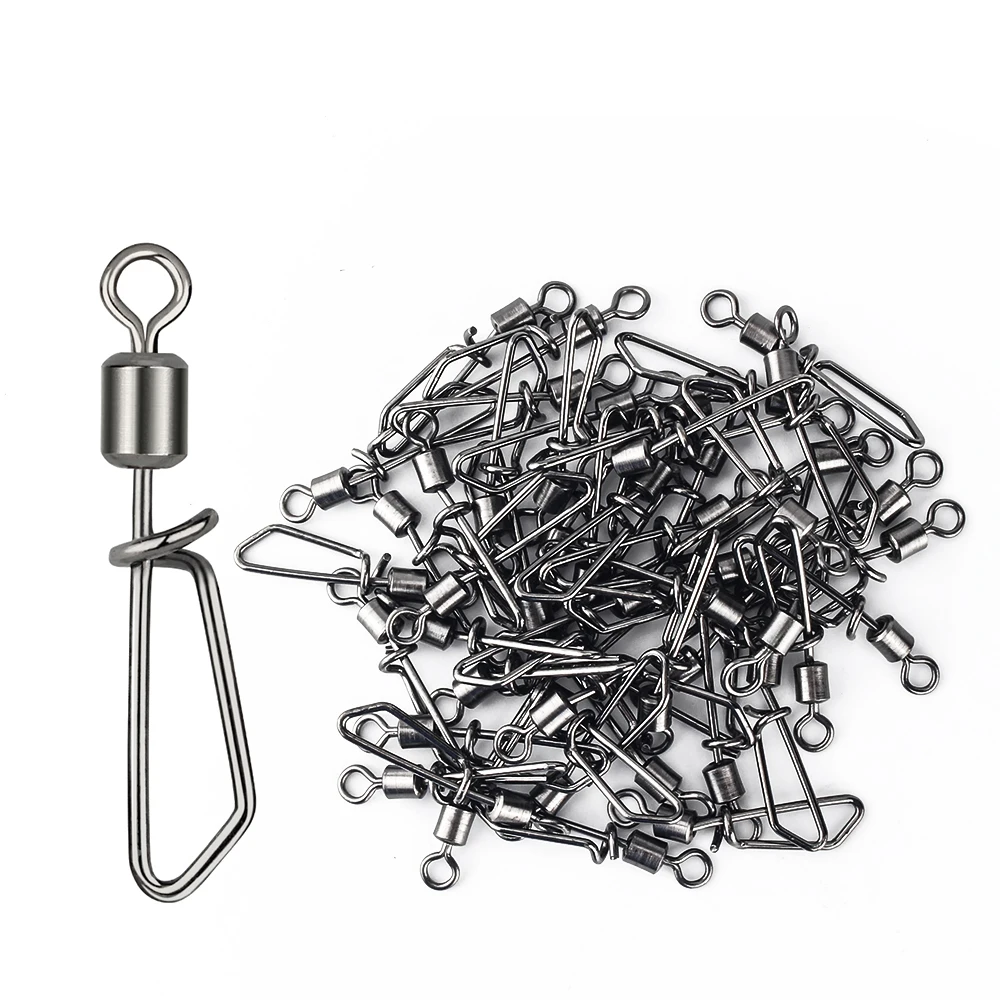 Rolling swivel with T-shape snap fishing swivels connector for fishing hooks accessories