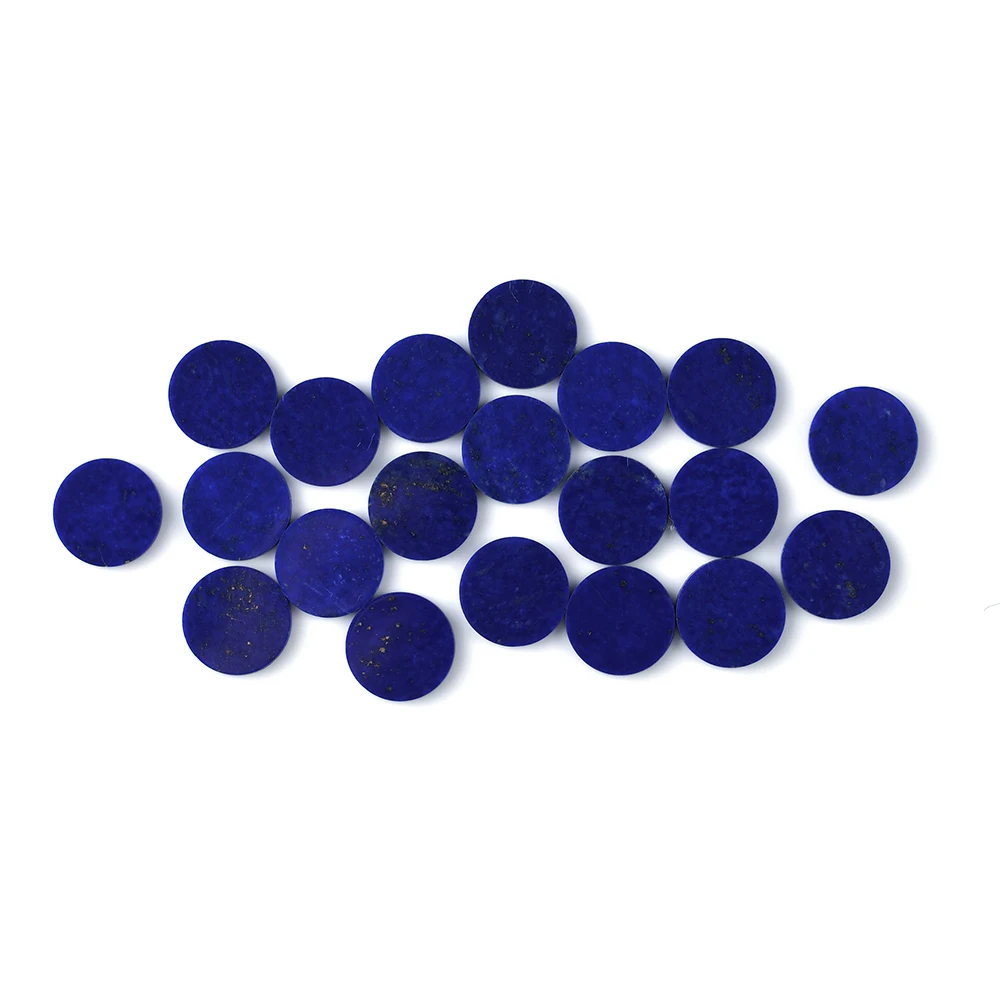 Natural  Lapis Loose stones customized Wholesale Round shape double flat Cut crafts polishing Smooth and flat Lapis Lazuli gems