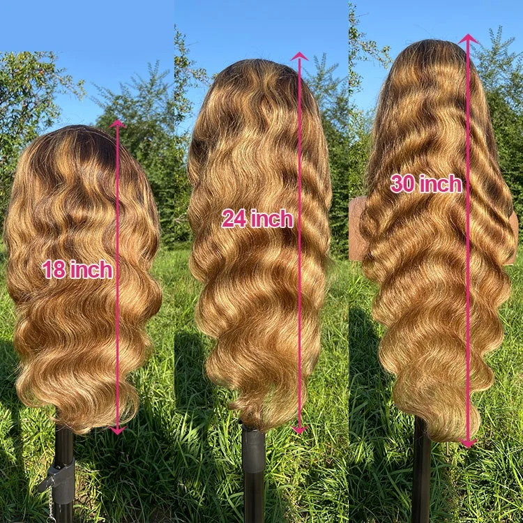 Pre Plucked 150% Density Ombre Honey Blonde Piano Color Human Hair Lace Front Highlight Wigs For Black Women