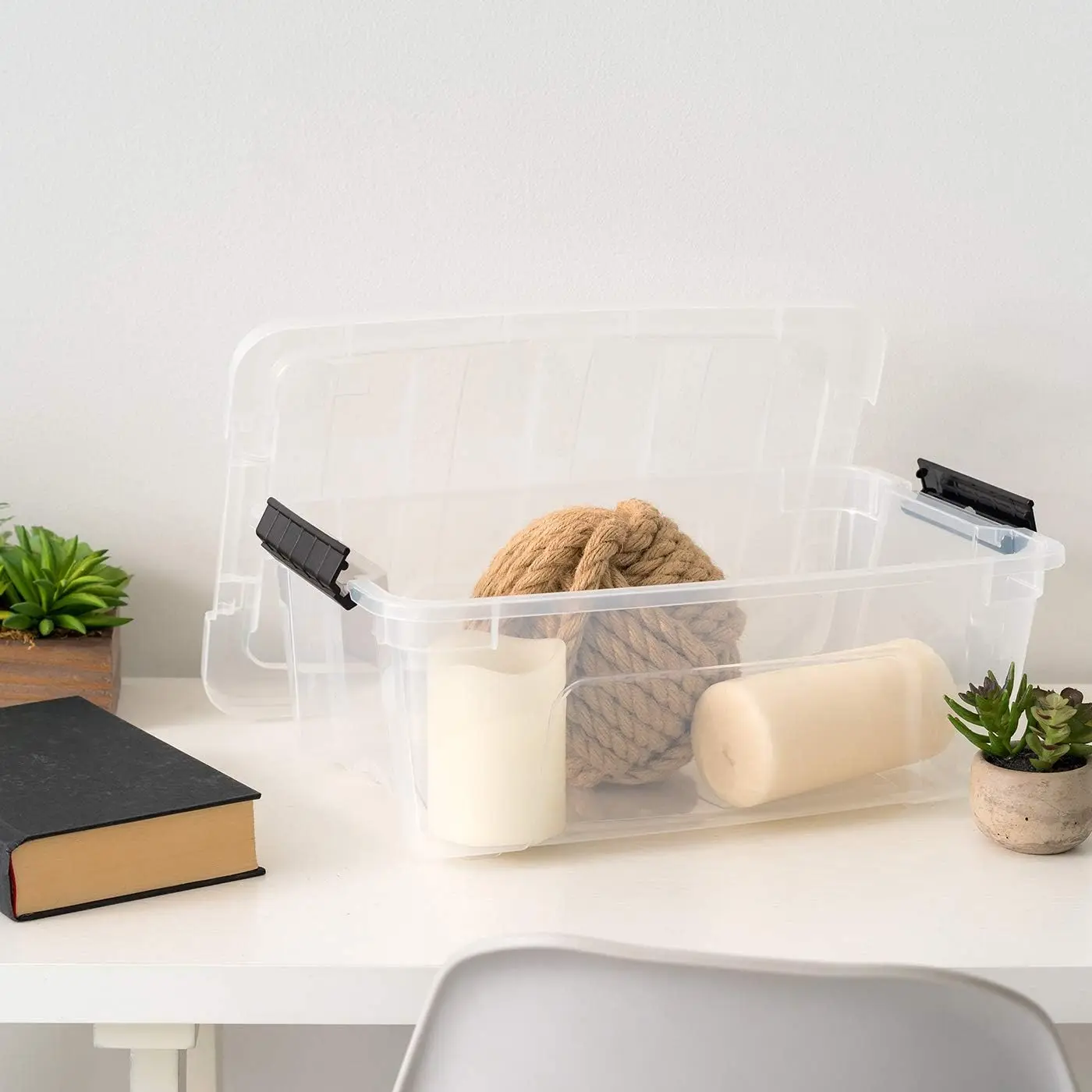Ultra Latch Box  Stackable Storage Bin with Lid Plastic Container with Heavy Duty Latches to Organizer