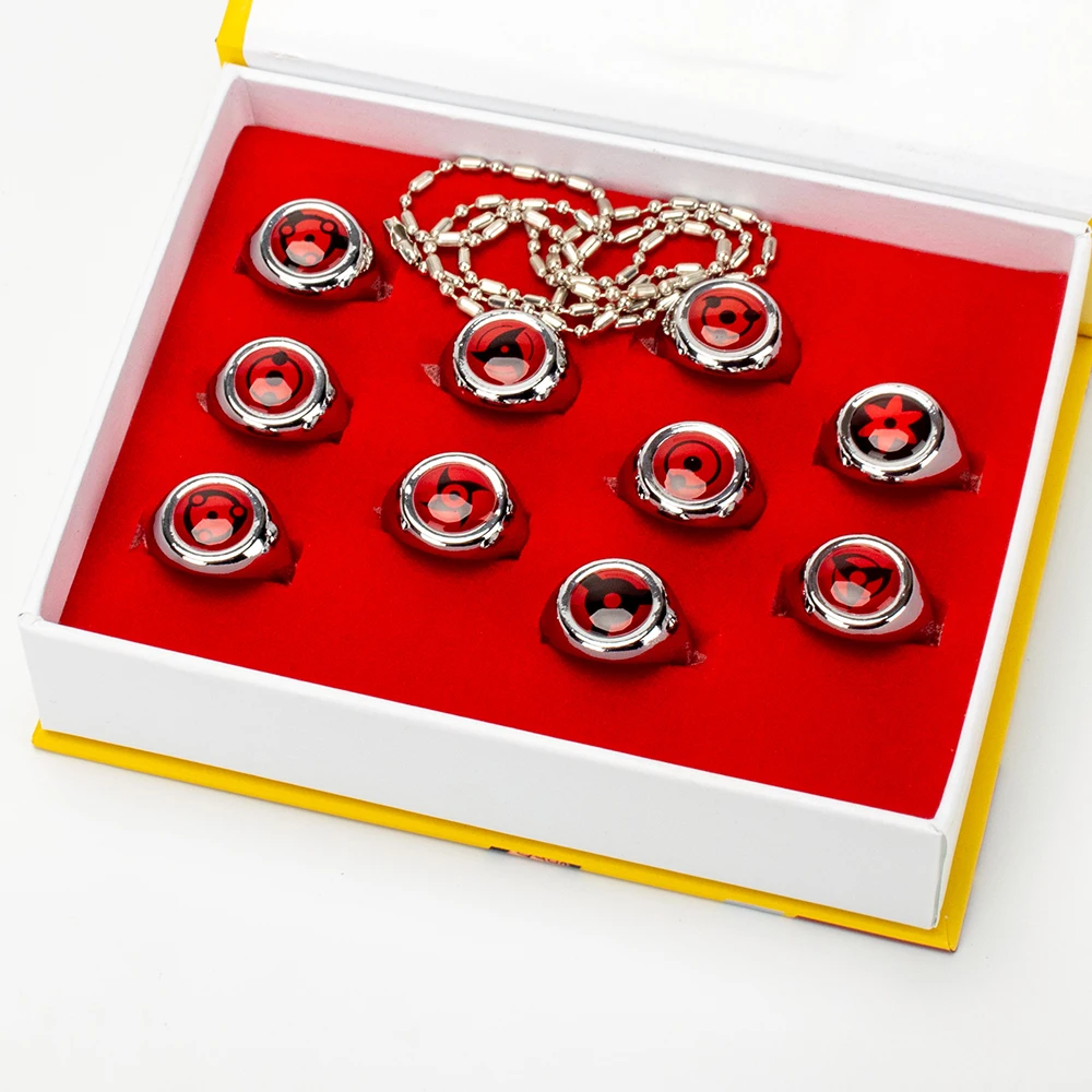 Anime Narutoo products  Akatsuki  Member Uchiha Itachi Sasuke Madara Sharingan Rings Set  Cosplay Props