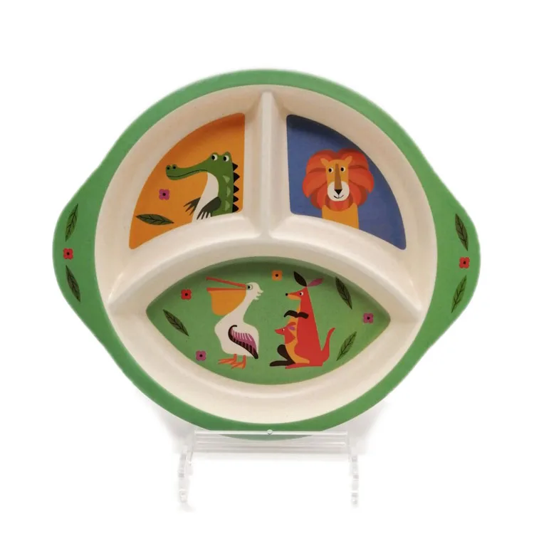 cute wholesale china supply baby family kid bamboo fiber plate bowl plate set