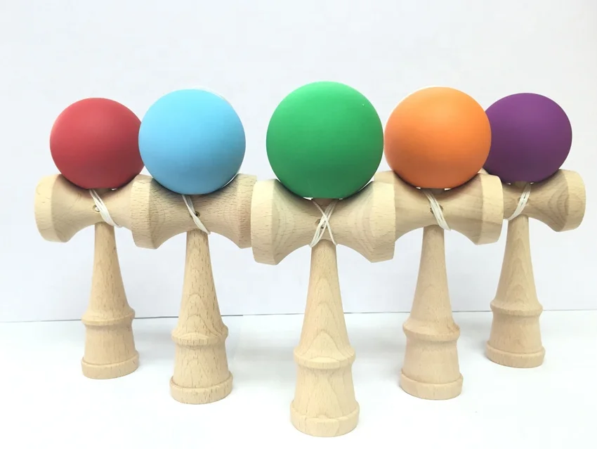 2023 Wholesale Inventory Three Color Rubber Paint Wooden Japanese Kendama Toys