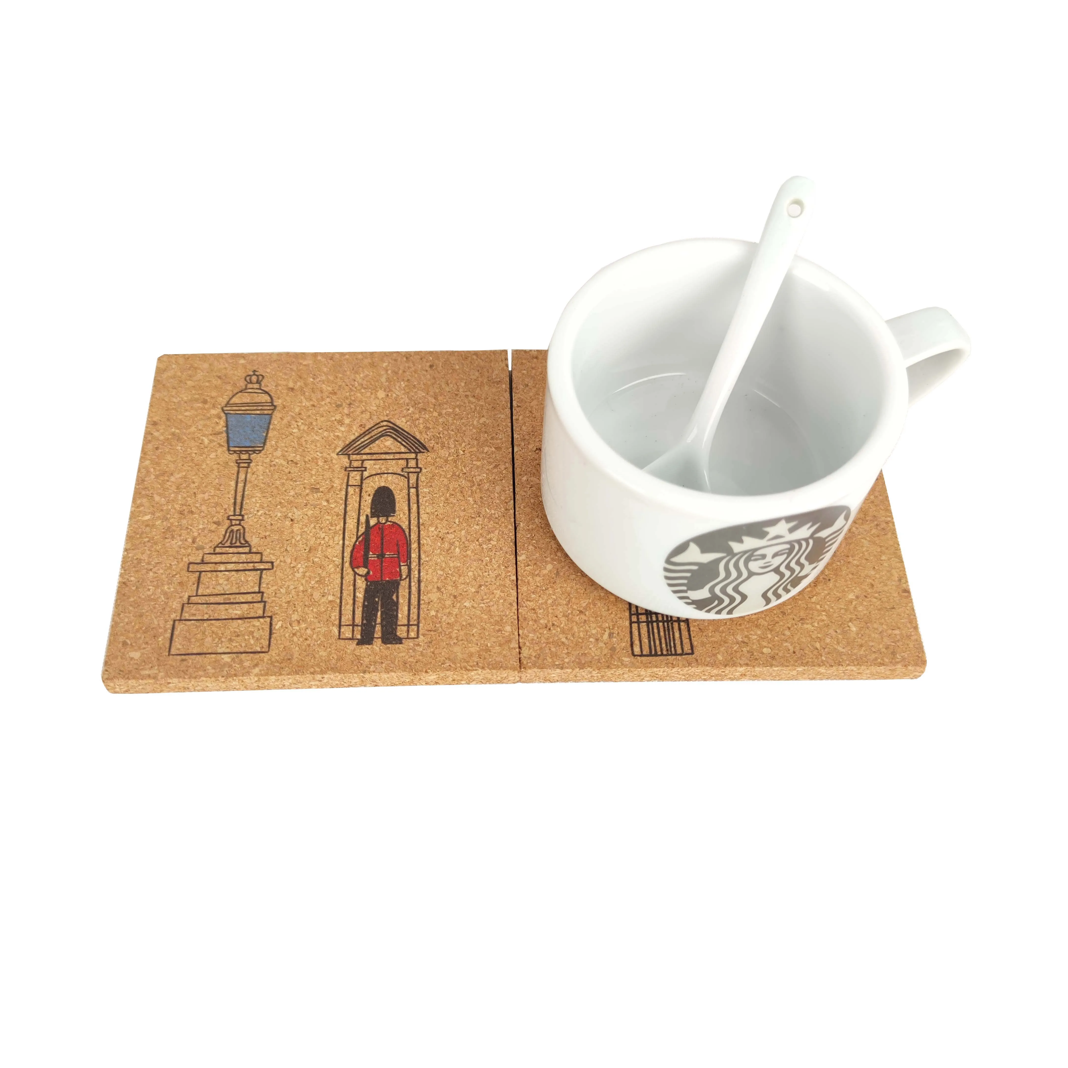 Musen Hot-selling Britain Sublimation Printing coaster with cork cork plant mat coaster